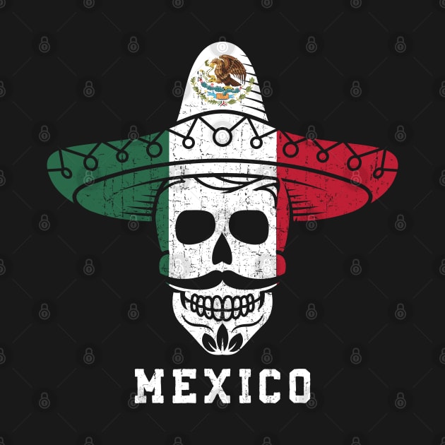 Mexico Flag Skull - Mexican Sombrero Hat by mstory