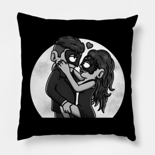 Mysterious Romance Man And Woman Black And White Edition Pillow