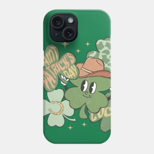 Lucky Saint Patrick's Day Green Shamrocks Western Cowboy Cowgirl Phone Case