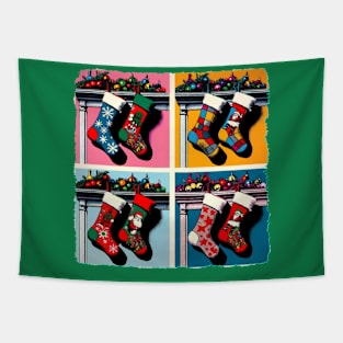 Stocking Spectacle: Pop Art’s Yuletide Wonder - Classic Christmas Tapestry