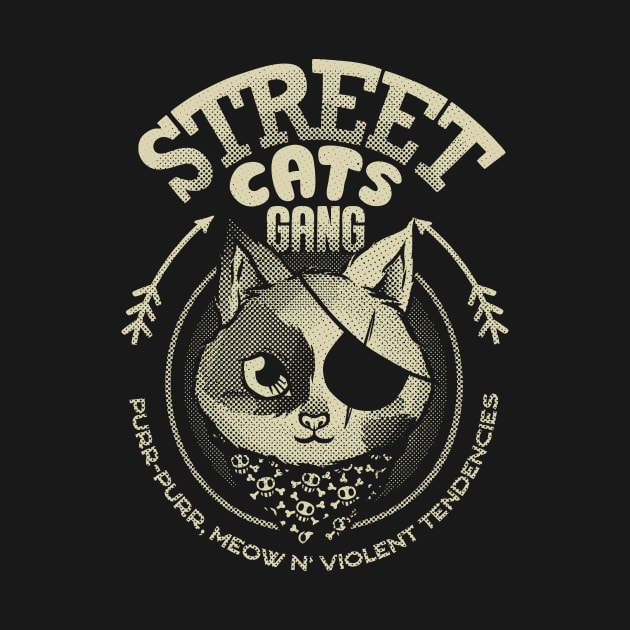 Street Cats Gang Purr Purr Meow and Violent Tendencies Black and White by Tobe_Fonseca