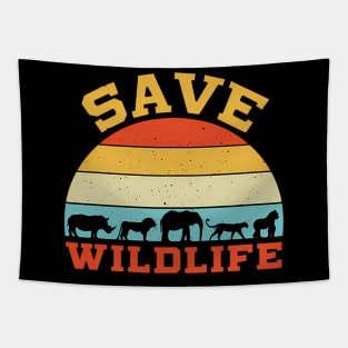 Save Wildlife Endangered Rhino Lion Elephant Tiger Gorilla Tapestry