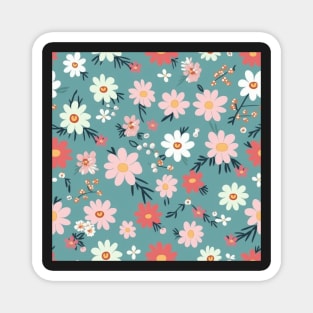 Minimalist Seamless Floral Pattern Flowers Texture Magnet