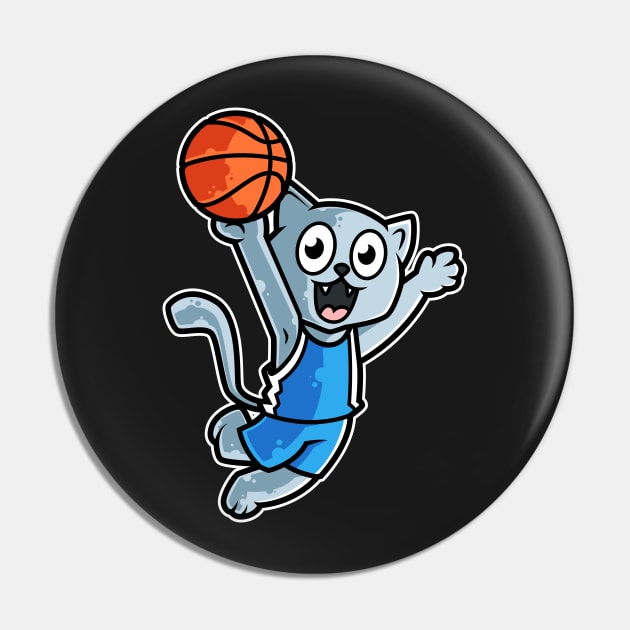 Cat Basketball Game Day Funny Team Sports B-ball Kitten design Pin by theodoros20