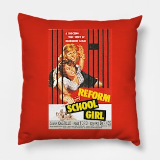 Vintage Drive-In Movie Poster - Reform School Girls Pillow