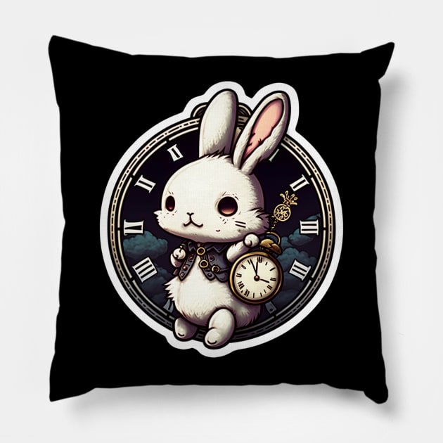 Kawaii White Rabbit II Pillow by 20th Century Tees