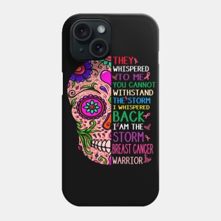 breast cancer skull warrior i am the storm Phone Case