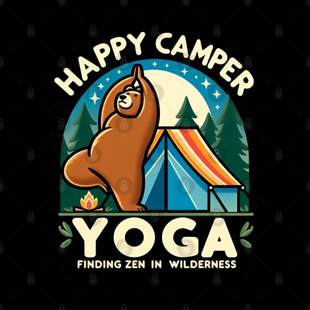 Happpy Camper Yoga | Yoga Finding zen in wilderness | funny bear doing yoga in camping by T-shirt US