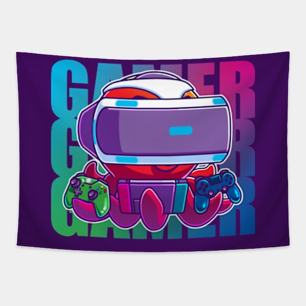 Octo-Kun Gamer Tapestry by BakaNeko