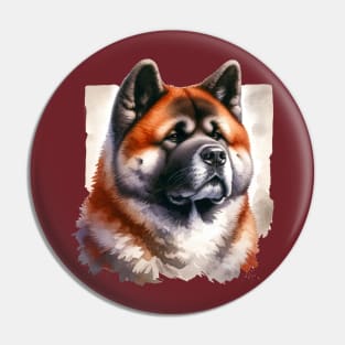 Akita Watercolor Painting - Beautiful Dog Pin