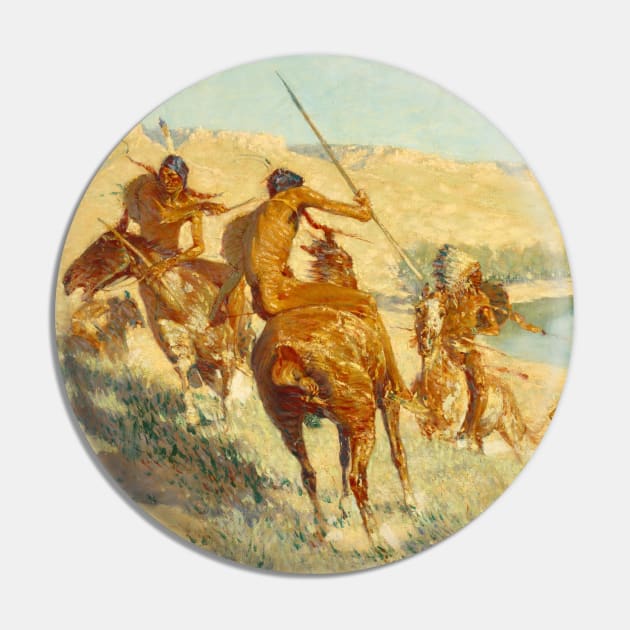 Episode of the Buffalo Gun by Frederic Remington Pin by Classic Art Stall