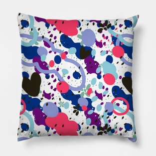 Abstract Doodle explosion of shapes in blue, pink and black Pillow