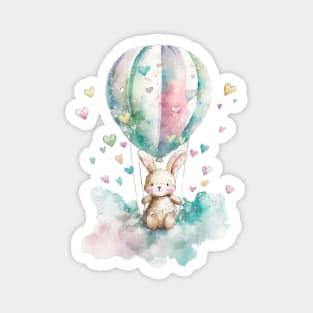 Rabbit and hot air balloon Magnet