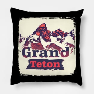 Grand Teton - vintage comic book style Pillow