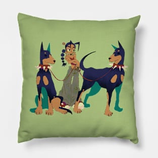 Dogs and girl Pillow