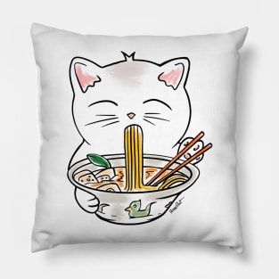 Cat eating a soup Pillow