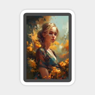 Elegant lady surrounded by flower Magnet
