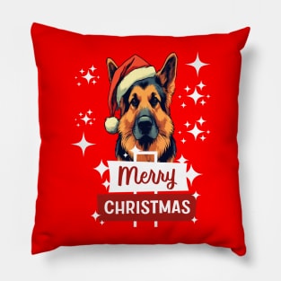 German Shepherd Merry Christmas Pillow