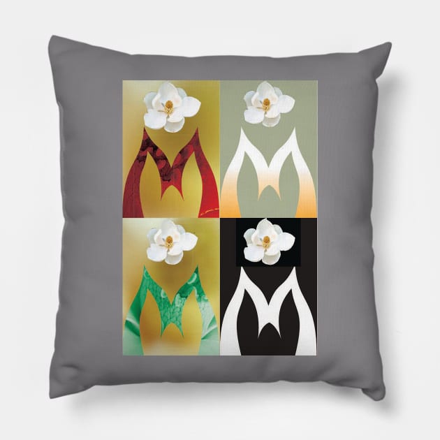 Magnolia Digital Floral Design Pillow by G-Design