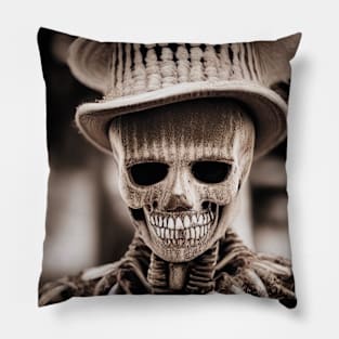 Skeleton with a high hat Pillow