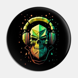 DJ Skull Listening Music Pin