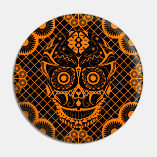 Orange skull paperworks ecopop Pin