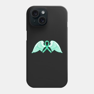 Teal Awareness Ribbon with Angel Wings 2 Phone Case