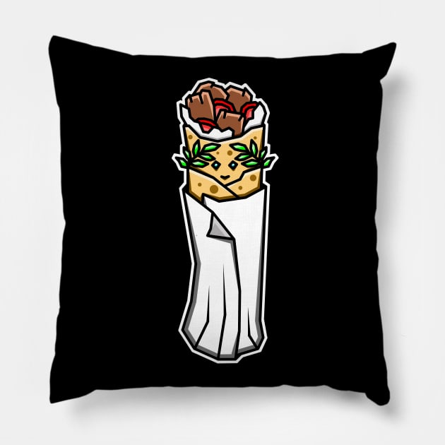 Cute Greek Canadian Donair in a Toga with Ancient Greece Vibes - Donair Pillow by Bleeding Red Paint
