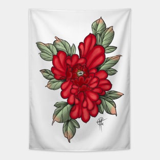 Red Peony Tapestry