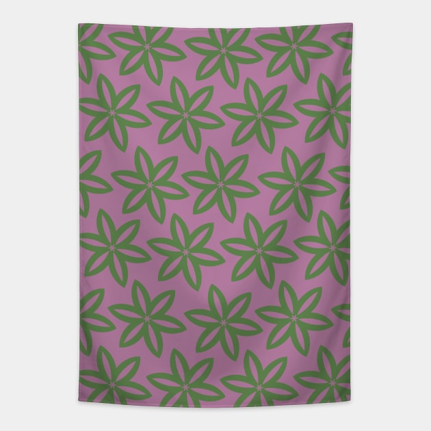 Geometrical Botanical Purple Green Flowers Tapestry by Colorable