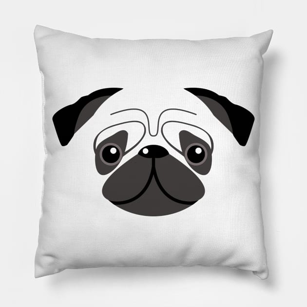 Pug dog face Pillow by ShirtBricks