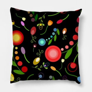 Florals on black Pillow