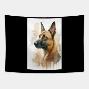 Belgian Malinois Dog Watercolor Portrait Tapestry