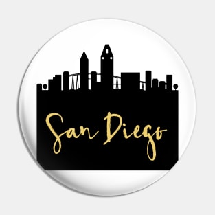 SAN DIEGO CALIFORNIA DESIGNER SILHOUETTE SKYLINE ART Pin