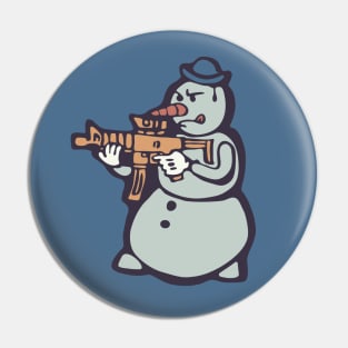 Stay Frosty Tactical Snowman illustration Pin