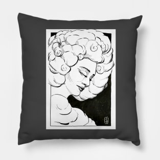 Inktober dreamy afro hair Pillow