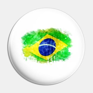 BRASIL National flag watercolor artwork Pin