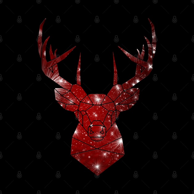 Red Christmas Stag by TigsArts