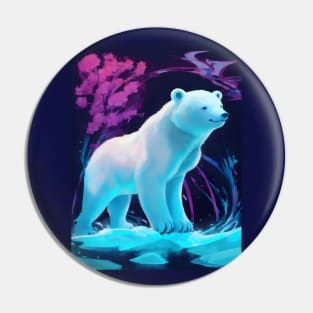 Cute neon polar bear Pin
