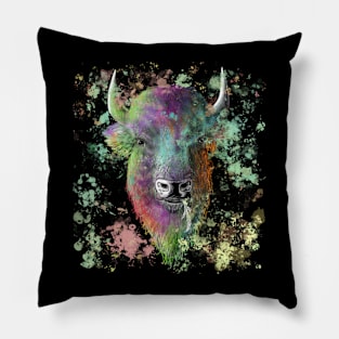 Painted Buffalo Pillow