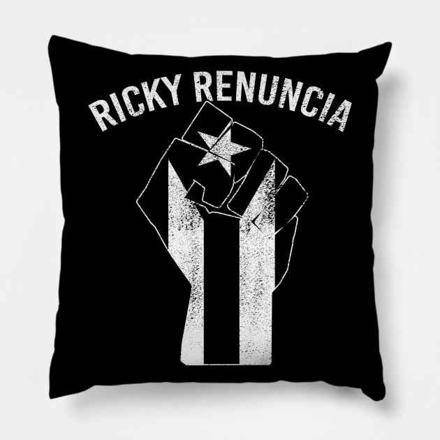 Ricky Renuncia Bandera Negra Puerto Rico Flag Fist Pillow by McNutt