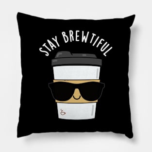 Stay Brewtiful Cute Coffee Pun Pillow