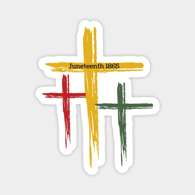Black Christian Cross Juneteenth 1865 Magnet by The WYLD Tribe