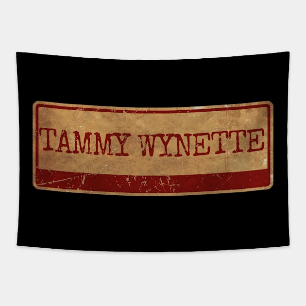 Aliska text red gold retro Tammy Wynette Tapestry by Aliska