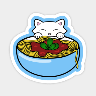 Cute cat eating spaghetti Magnet