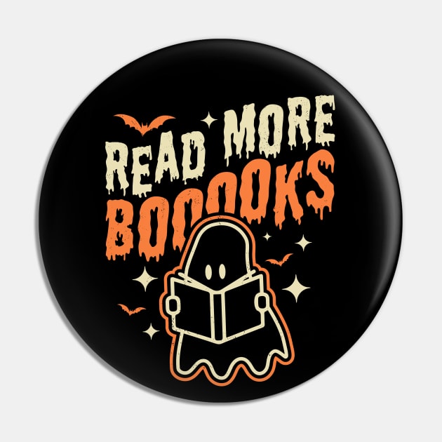 Read More Books Halloween Cute Ghost Boo Librarian Teacher Pin by OrangeMonkeyArt