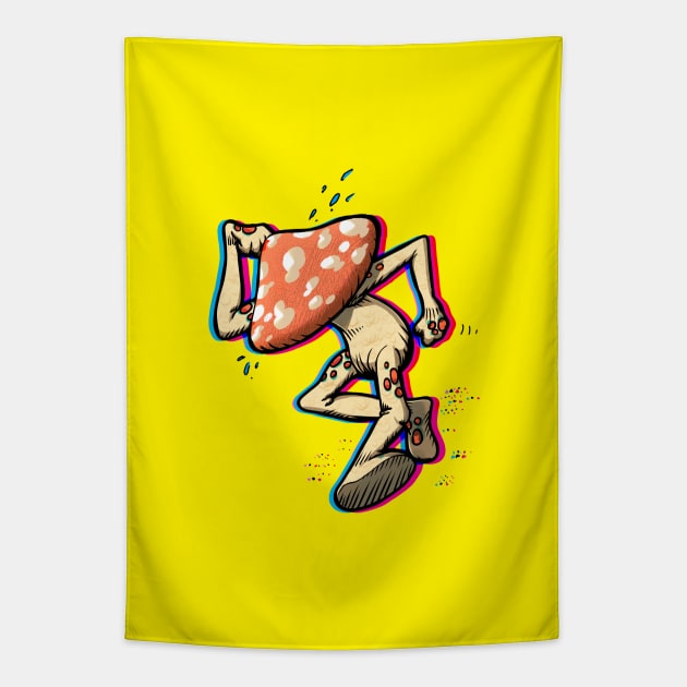 Circle Jerks Style Mushroom (cmyk) Tapestry by Doc Multiverse Designs