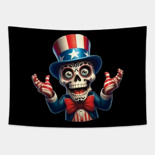 Sugar Skull Uncle Sam - Viva Independence, Day of the Dead Edition Tapestry