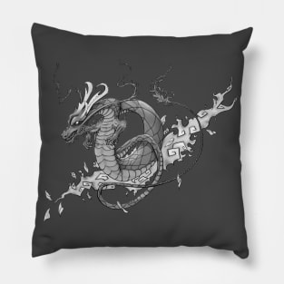 Dragon Tattoo, Black and Grey Pillow