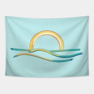 Relaxing Ocean Sunrise / Sunset Minimalist Beach Adventure Tapestry